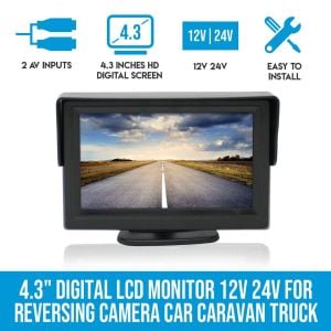Elinz 4.3in Digital Lcd Monitor 12v 24v For Reversing Camera