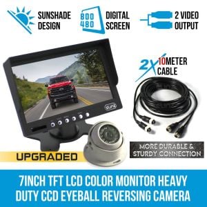 7In Monitor Hd 12v/24v Reversing Ccd Eyeball Camera Truck Caravan