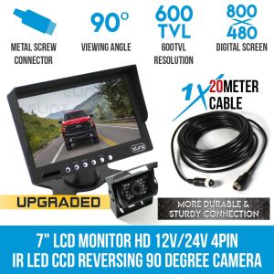 Elinz 7In Hd Lcd Monitor 12v/24v Ir Ccd 4pin Car Reversing Camera