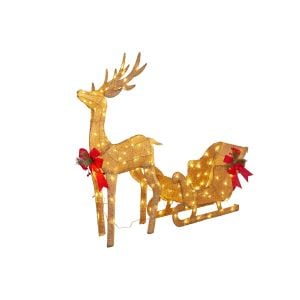 Christabelle Christmas Sleigh & Reindeer Set with Lights Indoor/Outdoor 148cm