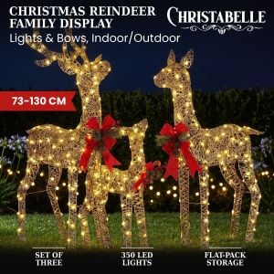 Christabelle 3 Reindeer Family Christmas Light Up Display 1.3m LED Outdoor Indoor Xmas Yard Lawn Statue Home Decor