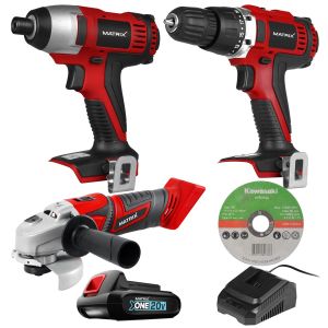 MATRIX 20V X-ONE Drill Impact Driver Angle Grinder Combo Kit