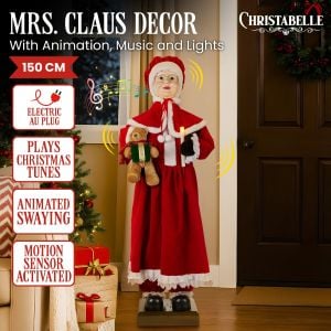 Christabelle Large 1.5m Musical Animated Mrs Claus Christmas Decoration with Candle Ornament