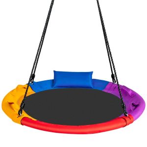 Kids Saucer Tree Swing Outdoor Round Platform Swing With Pillow