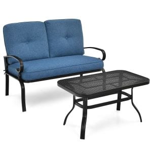 2pc Outdoor Table Chair Furniture Set Blue