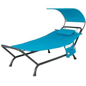 Patio Hanging Chaise Lounge Chair With Storage Bag Navy