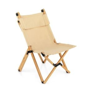 1x Portable Outdoor Folding Camping Chair Bamboo - Beige