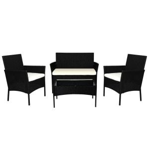 4pc Outdoor Furniture Setting Patio Garden Table Chairs Wicker Seat