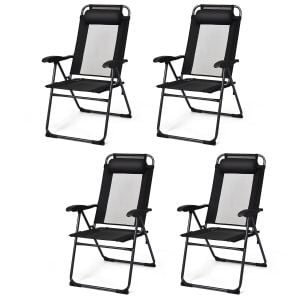 4-piece Patio Folding Recliner Chairs Black