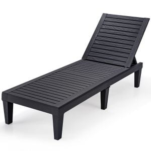 Outdoor Chaise Lounge Chair With Adjustable Backrest Black