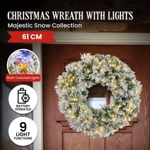 Christabelle 61cm Snow Christmas Wreath Lush Majestic Front Door Decoration Ornament