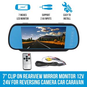 Elinz 7in Clip On Rearview Mirror Monitor 12v 24v Reversing Camera