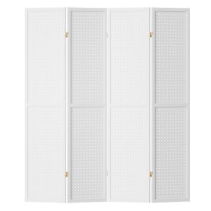 4 Panel Room Divider Screen 164x170cm Pegboard White