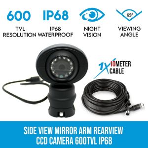 Elinz Side View Mirror Arm Rearview Camera 600tvl Ip68 4pin Ccd