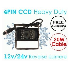 Elinz 4 Pin Heavy Duty 12v 24v Ccd Ir Colour Reversing Camera 20m