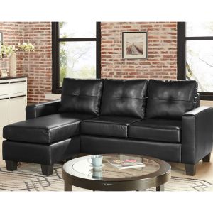 Orleans Faux Leather Sectional Sofa with Chaise Ottoman by Sarantino - Black