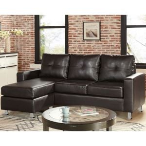 Orleans Faux Leather Sectional Sofa with Chaise Ottoman by Sarantino - Brown