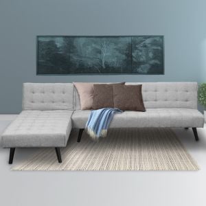 Alice Tufted Fabric Modular Sofa Bed with Chaise Lounge by Sarantino - Light Grey