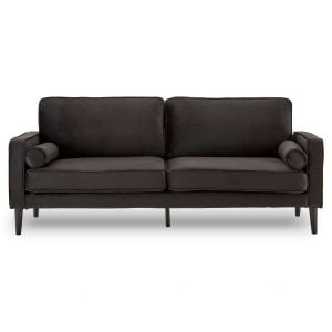 Chloe Faux Velvet Sofa Bed with Bolsters by Sarantino - Black