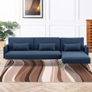 Mia 3-Seater Sofa Bed with Chaise & 3 Pillows by Sarantino - Blue