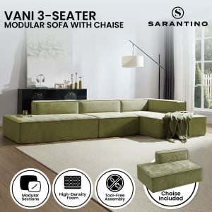 Sarantino Vani 3 Seater Modular Sofa Set - Green