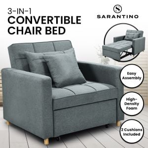 Suri 3-in-1 Convertible Lounge Chair Bed by Sarantino -  Airforce Blue