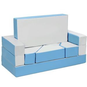 4-in-1 Kids Multi-functional Combination Sofa Set w/ PU Surface Blue