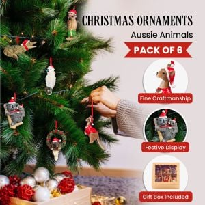 Christabelle Christmas Aussie Animals Pack of 6 Baubles Metal Steel Art Decoration Gift Pack