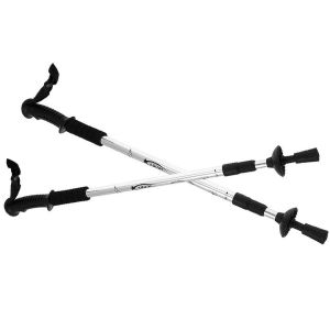 Anti-Shock Trekking Hiking Walking Poles Sticks Pair - Silver