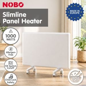 Nobo 1000W Electric Panel Heater with Timer Wall Mount and Castors - Refurbished