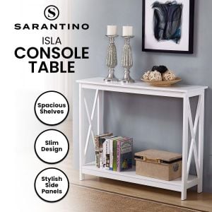 Sarantino Isla X-Frame Console Table in White
