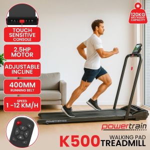Powertrain K500 2-in-1 Foldable Walking Pad Treadmill with Remote Control