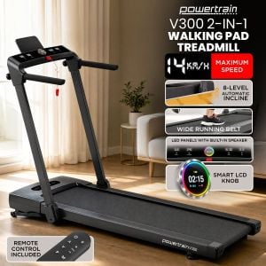 Powertrain V300 3.0HP 2-in-1 Walking Pad Treadmill 14km/h Foldable Treadmill