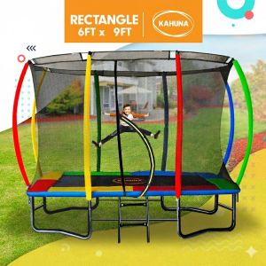 Kahuna 6 ft x 9 ft Rectangular Outdoor Trampoline - Rainbow