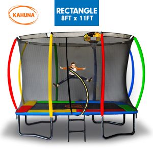 Kahuna Trampoline 8 ft x 11 ft Outdoor Rectangular Rainbow
