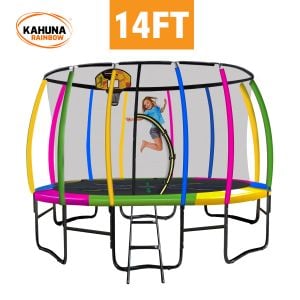 Kahuna 14ft Trampoline with Rainbow Safety Pad