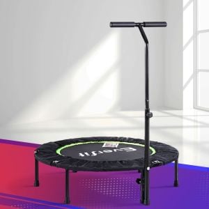 40inch Fitness Foldable Trampoline Jumping Rebounder Home Gym Handrail