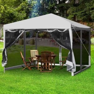 Easy Pop Up Gazebo Screen House With Mesh Walls Grey