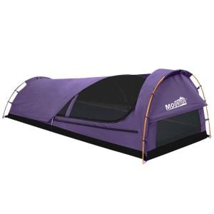 Mountview King Single Swag Camping Swags Canvas Dome Tent  Purple