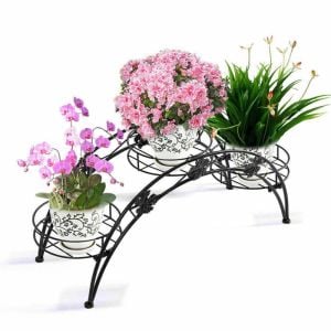 2x Plant Stand Metal Black Flower Pot Shelf Garden Corner Shelves