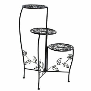 2X Wrought Iron Outdoor Indoor Flower Pots Stand Garden Corner Shelf