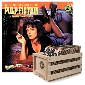 Crosley Record Storage Crate &  PULP FICTION - VINYL ALBUM Bundle