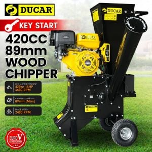 Ducar 601C 15HP Wood Chipper Key Start Shredder Mulcher Grinder Yellow Black