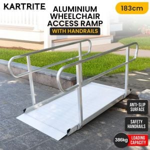 Kartrite Aluminium Portable Wheelchair Access Ramp with Handrails - 6ft