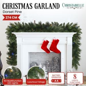 Christabelle 2.7m Christmas Garland with LED Lights - Dorset Pine Mantle Decoration Ornament