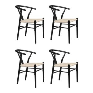 Levede 4x Dining Chairs Wooden Hans Black
