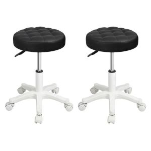 Levede 2x Rolling Bar Stool Swivel Salon SPA Chair Black