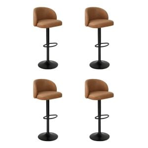 Levede 4x Bar Stool Swivel Gas Lift PU Leather Brown