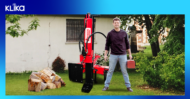 Professional handling one of our log splitter models