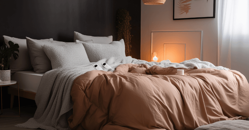 Cosy bed with pink covers Cosy bed with pink covers